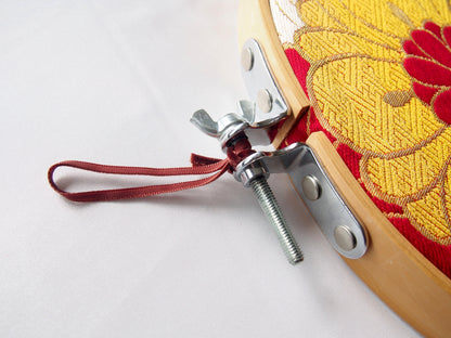 Sale - Vintage silk obi wall hanging- tondo 30cm