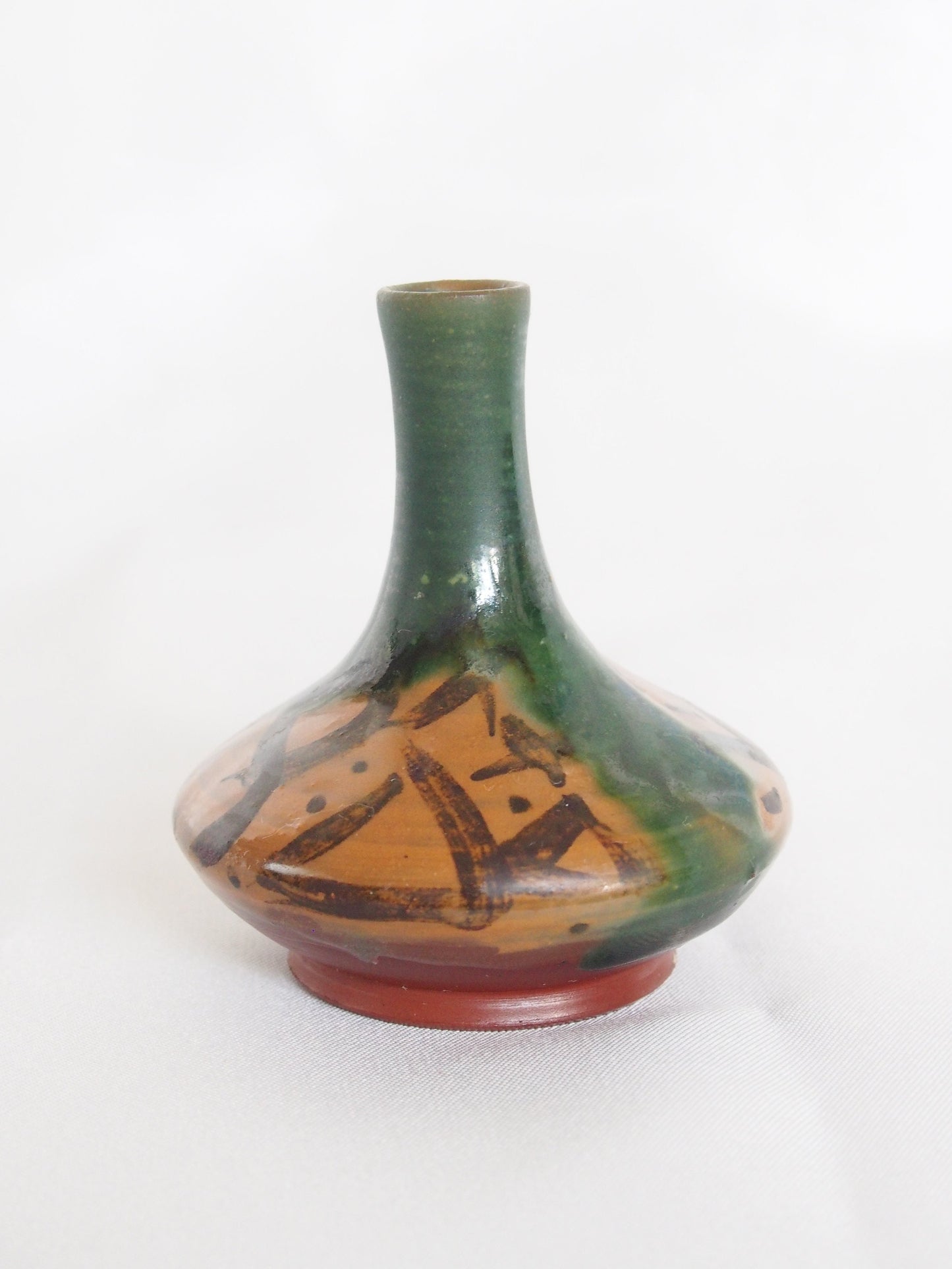 Mumyoi yaki single bud mini vase- wabi sabi pottery from Sado goldmines region