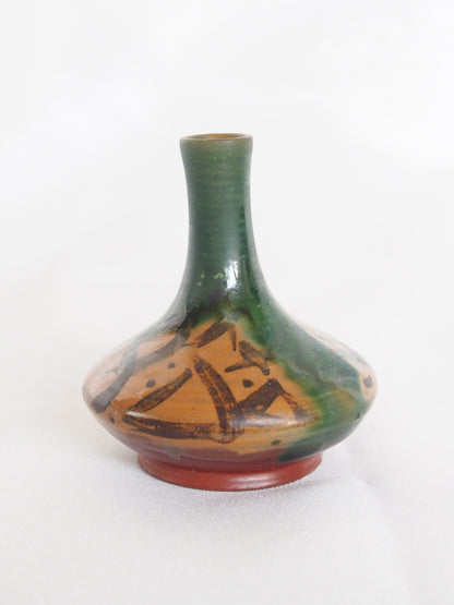 Mumyoi yaki single bud mini vase- wabi sabi pottery from Sado goldmines region