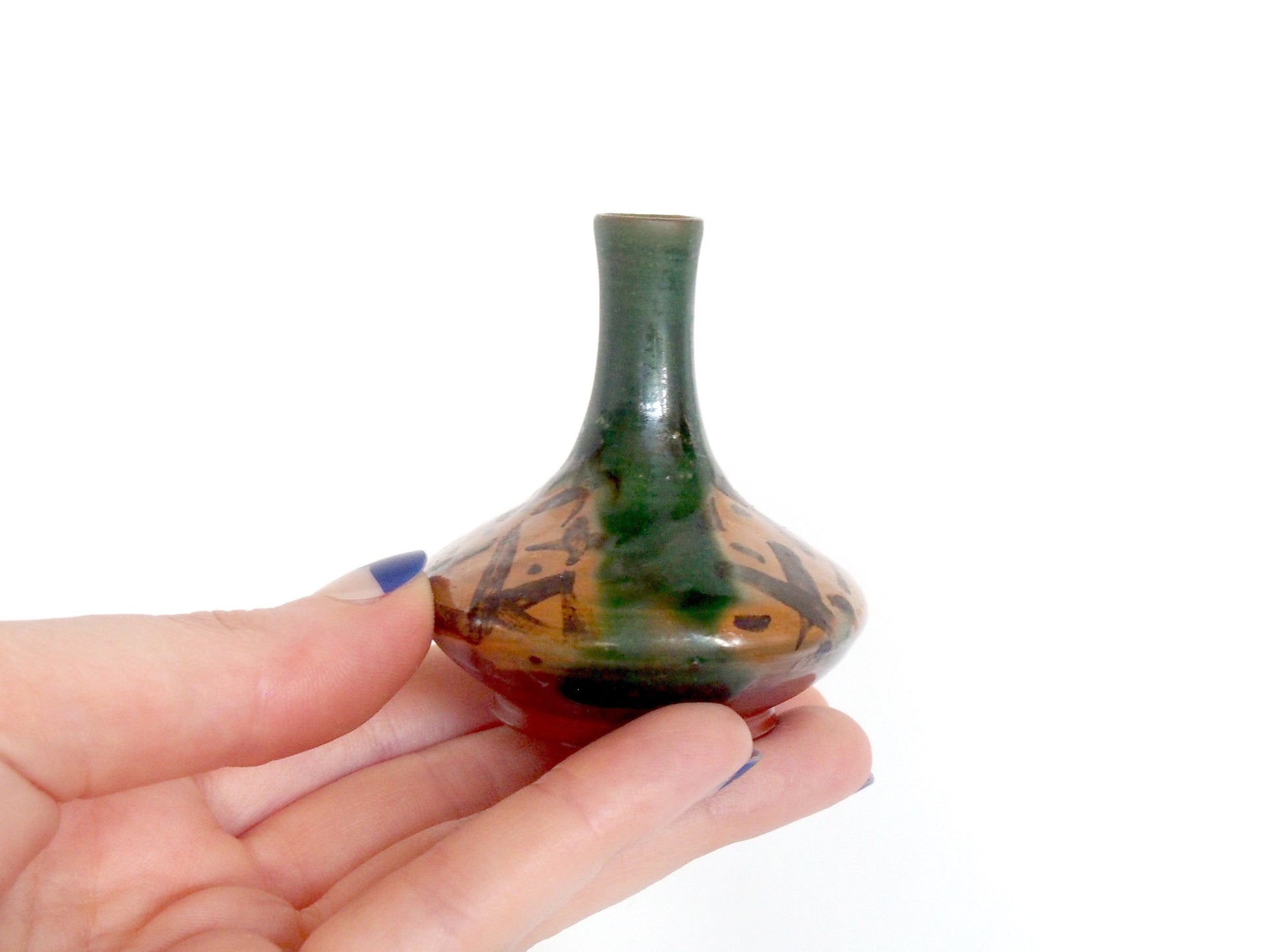 Mumyoi yaki single bud mini vase- wabi sabi pottery from Sado goldmines region
