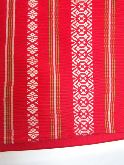 Traditional Japanese hanhaba obi- red, white, and green hakata ori