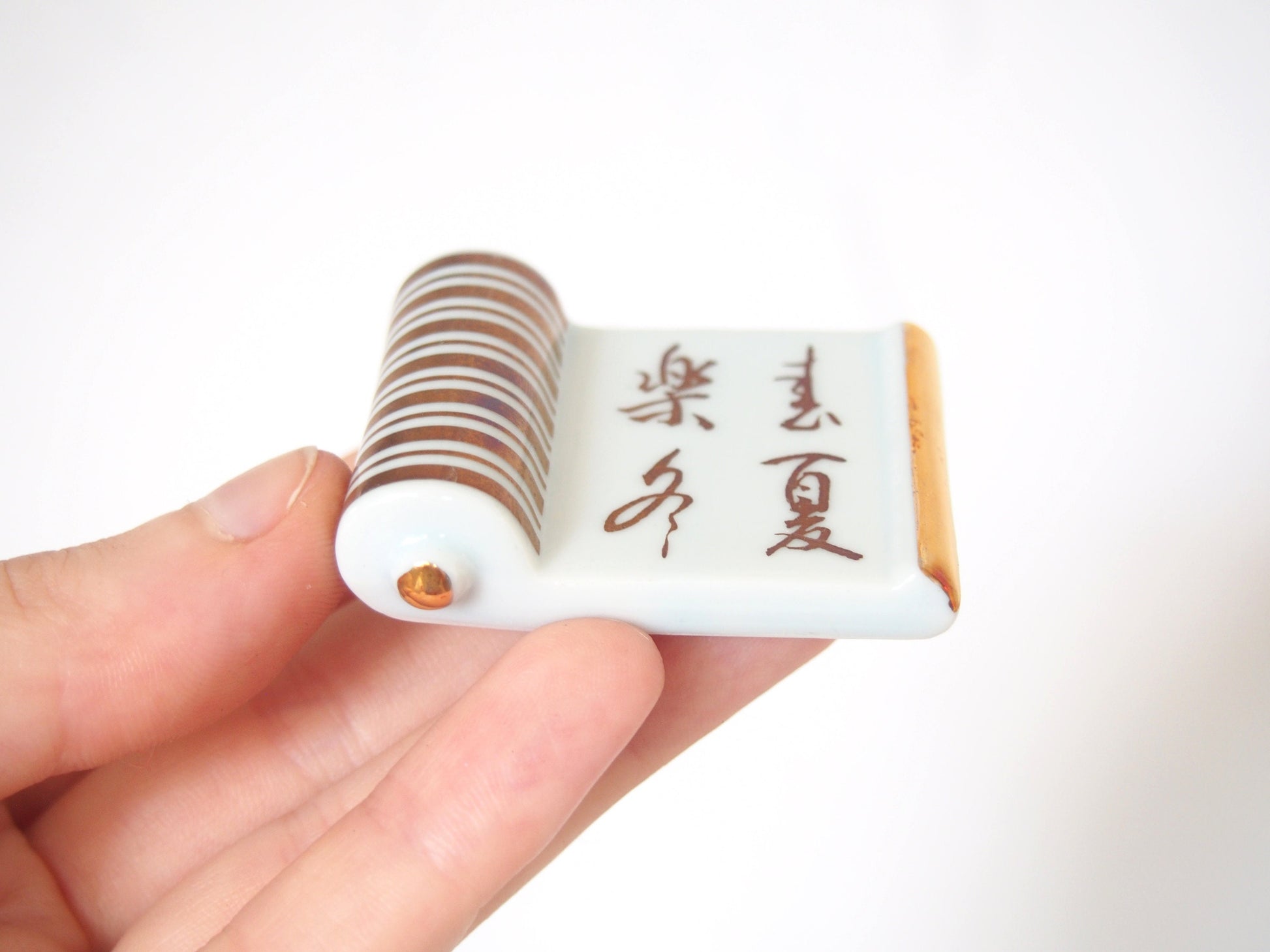 Elegant Japanese hashioki - chopstick rests - poetry scrolls, set of 5