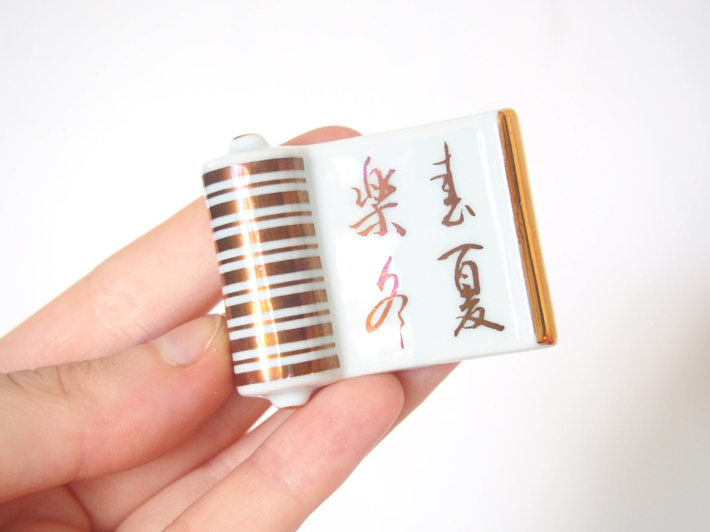 Elegant Japanese hashioki - chopstick rests - poetry scrolls, set of 5