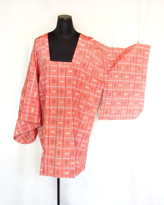 Traditional Japanese kimono coat michiyuki - adult cute pink