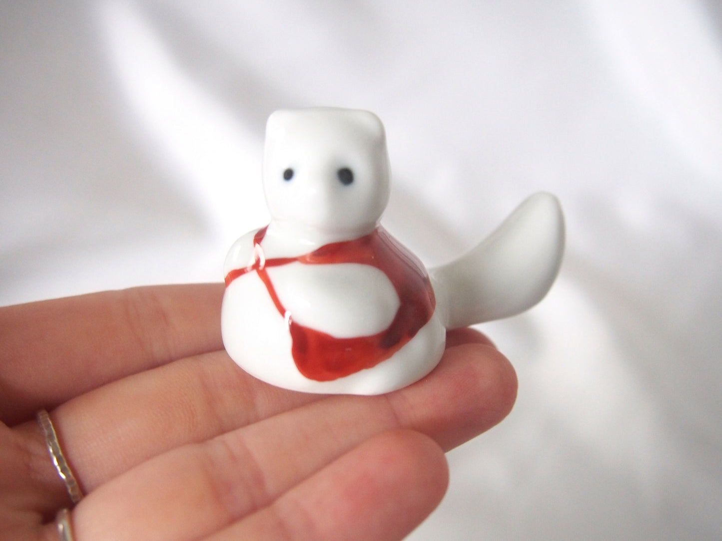 Cute tanuki ceramic hashioki - hand painted, set of 2