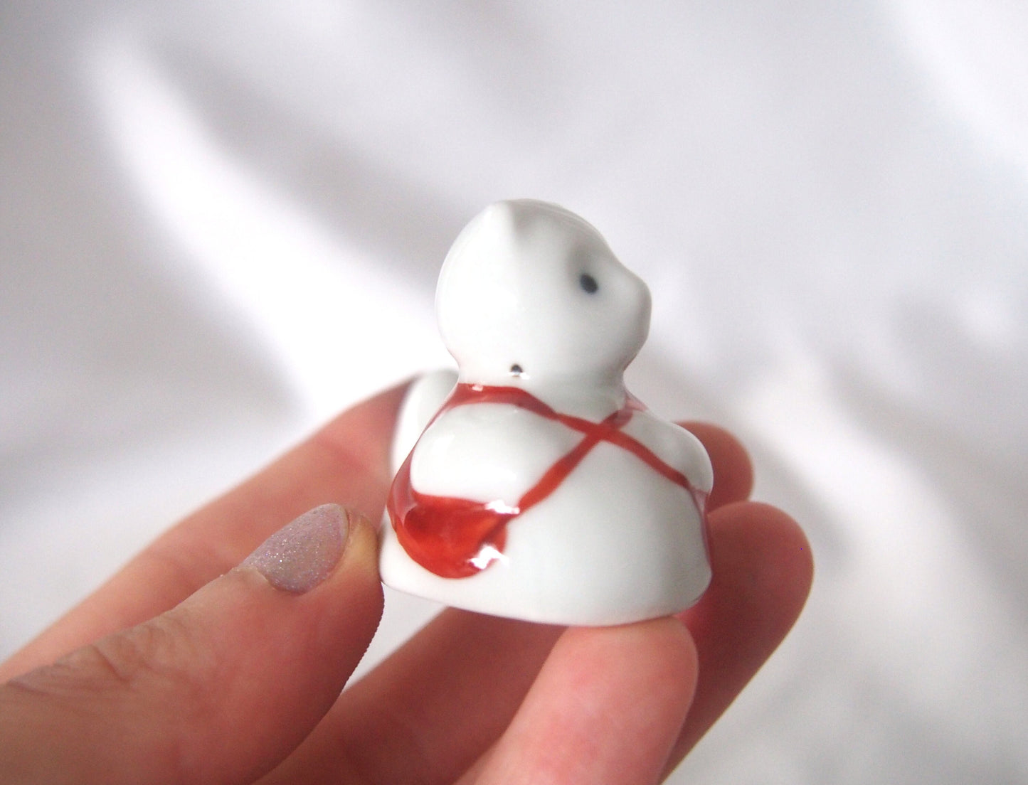 Cute tanuki ceramic hashioki - hand painted, set of 2