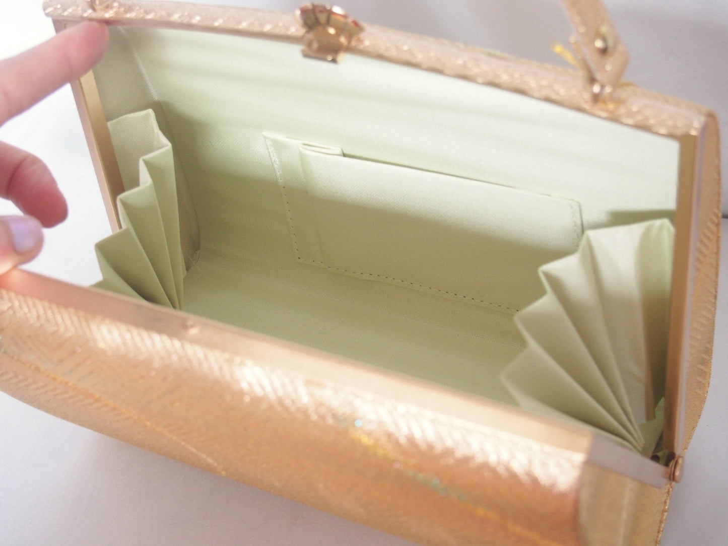 Vintage kimono handbag - textured golden with subtle rainbow accent