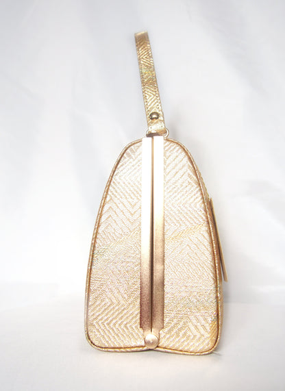 Vintage kimono handbag - textured golden with subtle rainbow accent