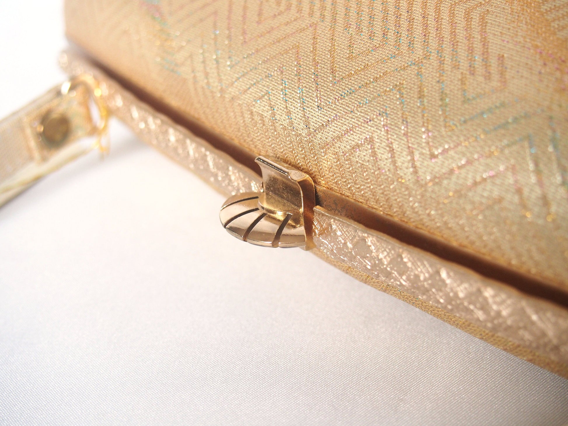 Vintage kimono handbag - textured golden with subtle rainbow accent