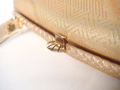 Vintage kimono handbag - textured golden with subtle rainbow accent