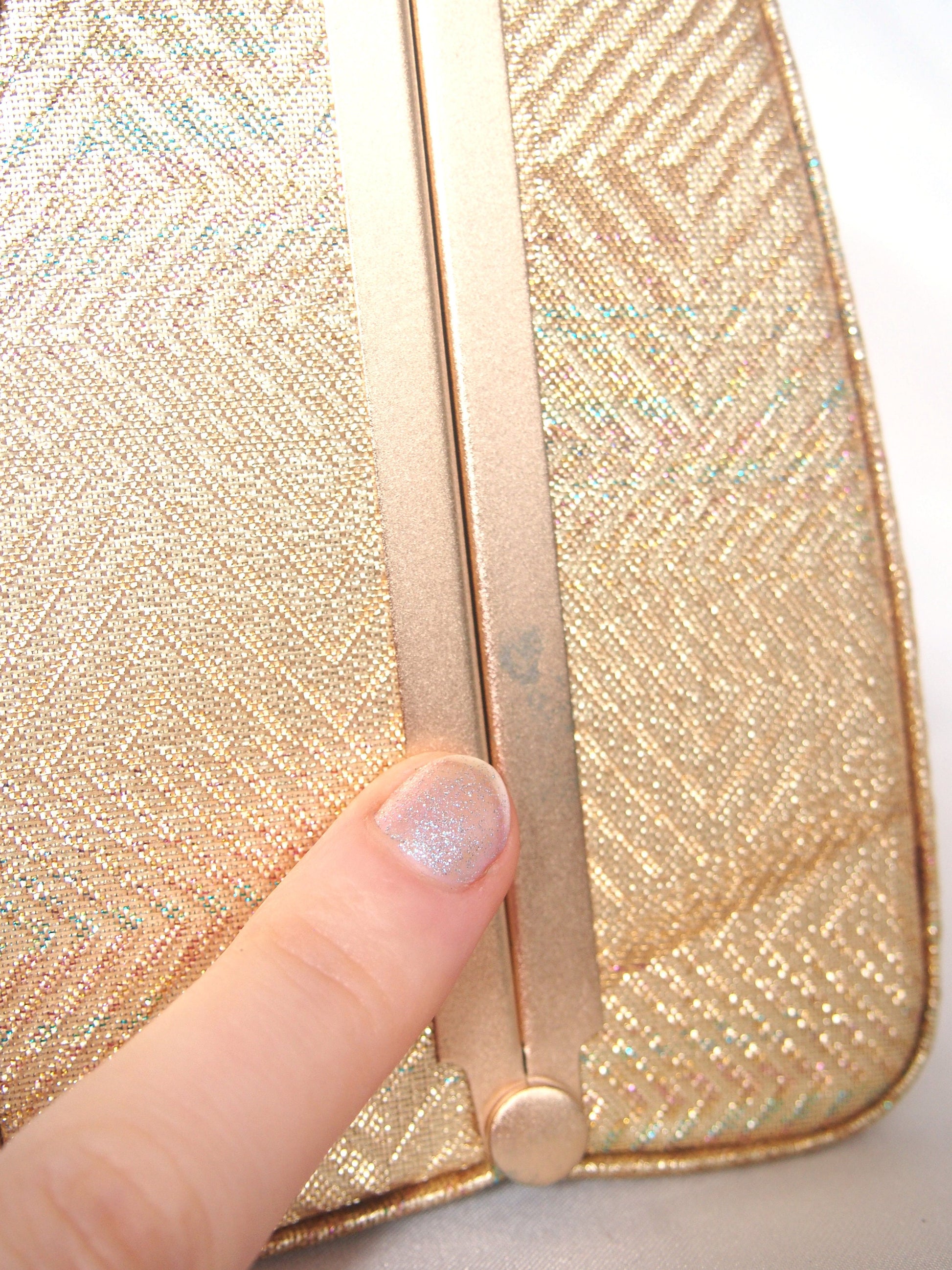 Vintage kimono handbag - textured golden with subtle rainbow accent