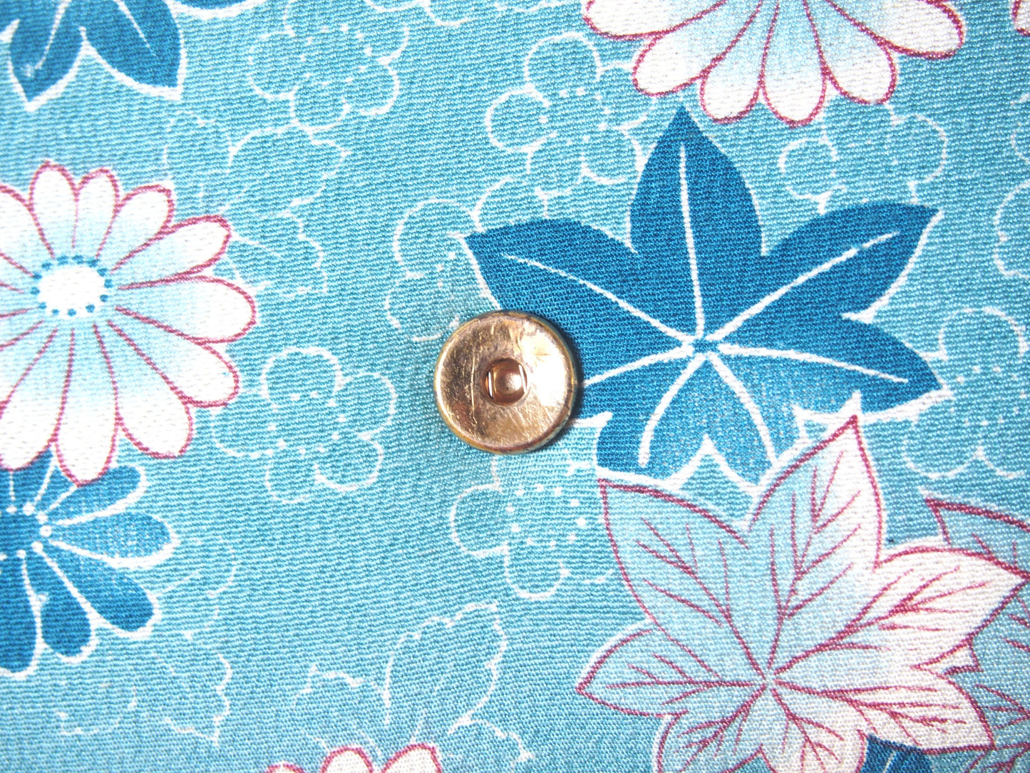 Vintage kimono handbag - long blue clutch with autumn foliage