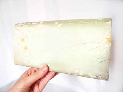 Vintage kimono clutch handbag - deep purple with handfan pattern