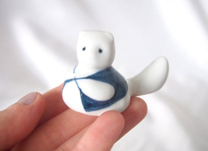 Cute tanuki ceramic hashioki - hand painted, set of 2