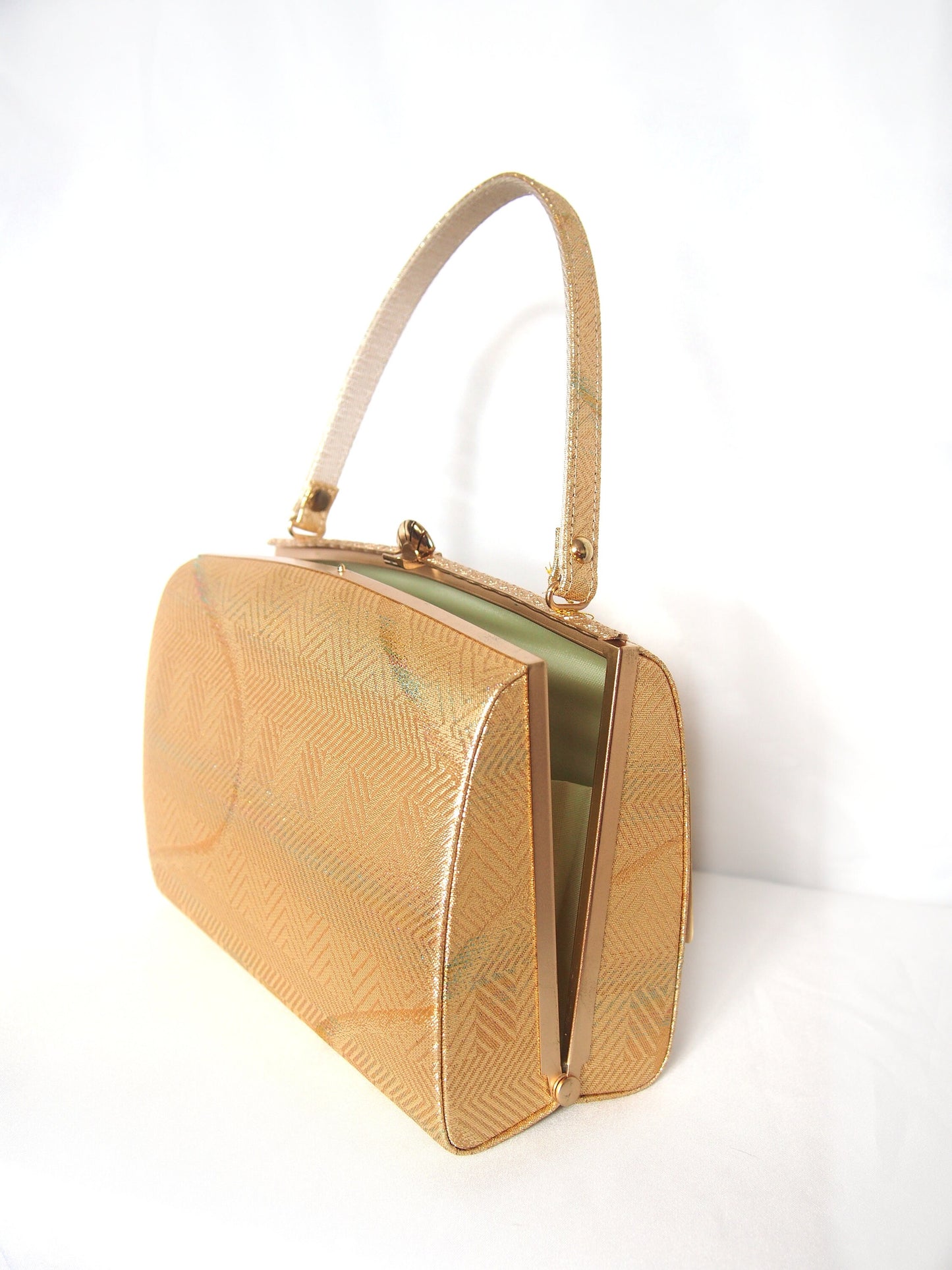 Vintage kimono handbag - textured golden with subtle rainbow accent