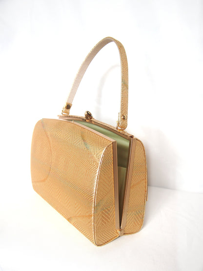 Vintage kimono handbag - textured golden with subtle rainbow accent
