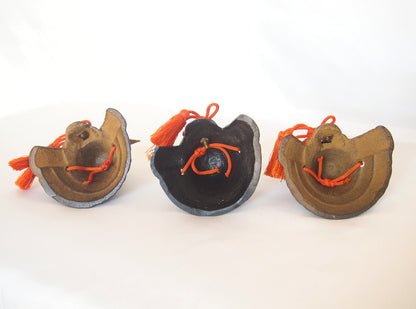 Cast iron paperweight - Japanese helmet kabuto - set of 3
