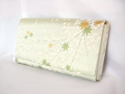 Vintage kimono clutch handbag - deep purple with handfan pattern