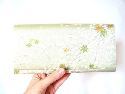 Vintage kimono clutch handbag - deep purple with handfan pattern