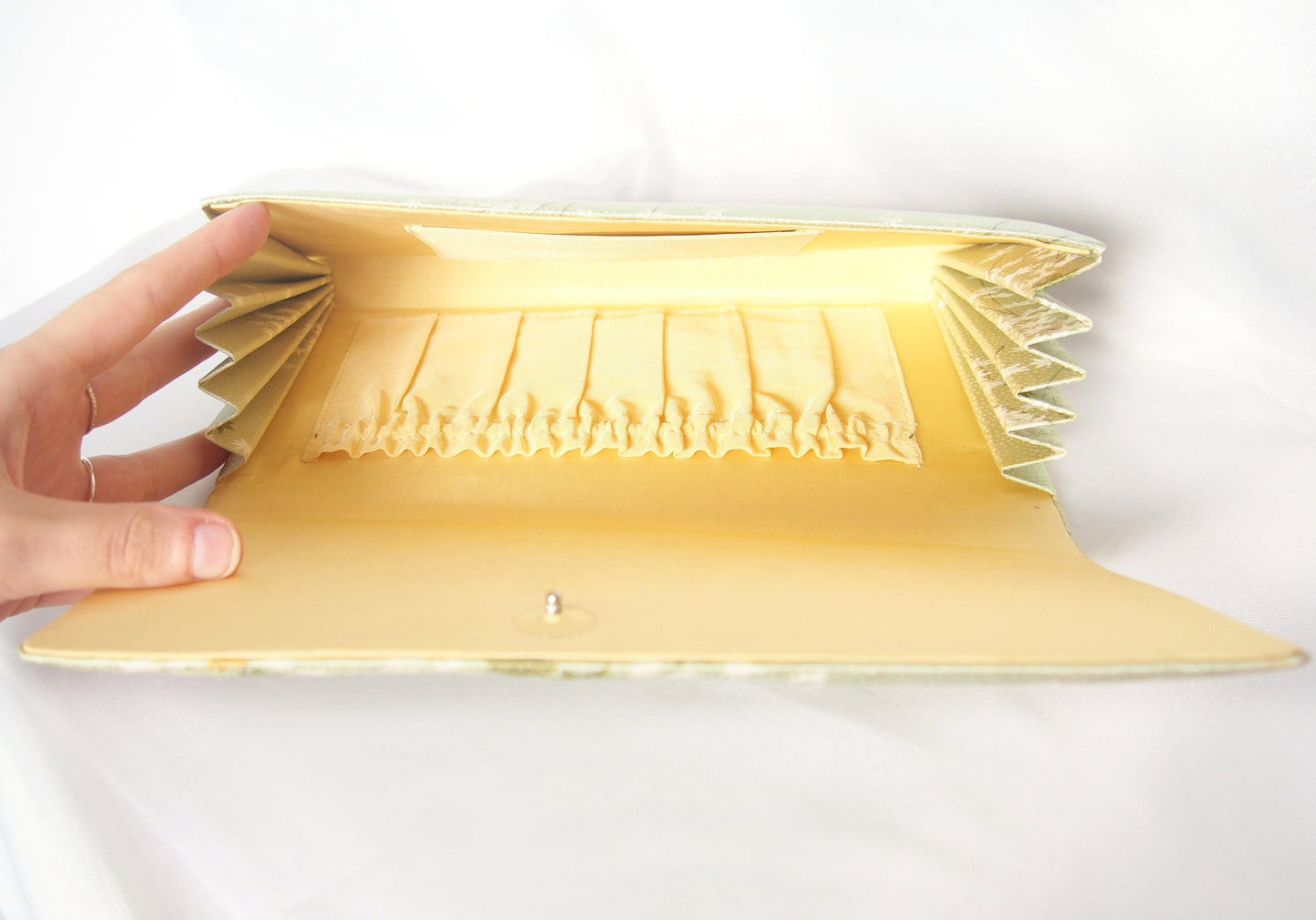 Vintage kimono clutch handbag - deep purple with handfan pattern