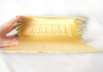 Vintage kimono clutch handbag - deep purple with handfan pattern