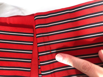 Simple Japanese silk hanhaba obi - red with black stripes