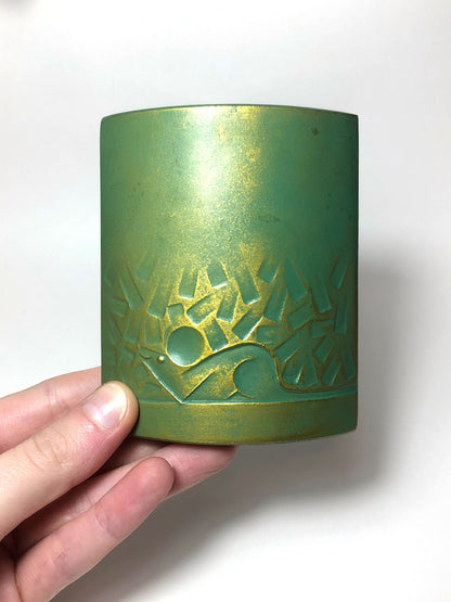 Japanese iron cast single bud vase - zodiac mouse