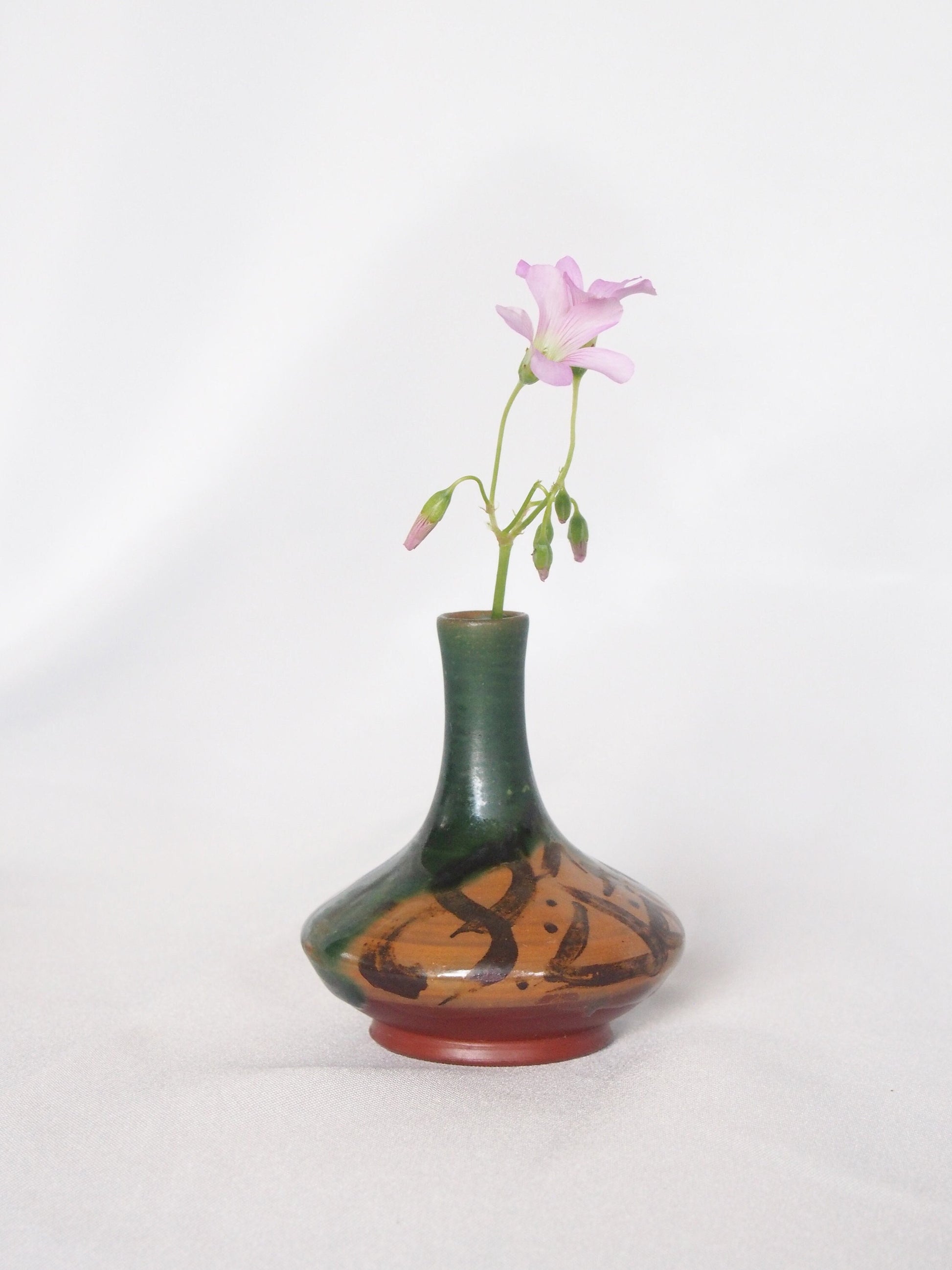 Mumyoi yaki single bud mini vase- wabi sabi pottery from Sado goldmines region