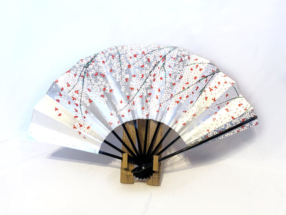 Decorative paper fan with a bamboo stand - different patterns available