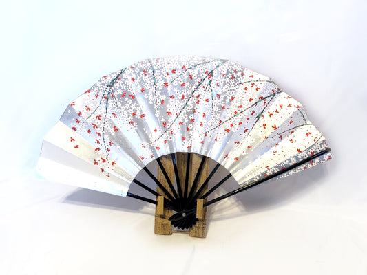 Decorative paper fan with a bamboo stand - different patterns available