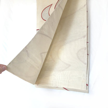 Off-white and pearl obi for summer with red and pink accents