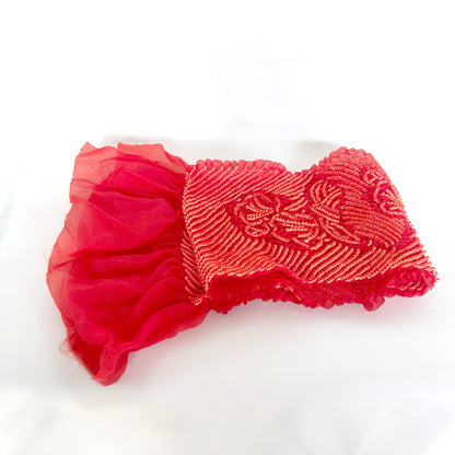 Instant vintage obi set - festive ribbon tie in gold and red, set of sashes, and hair accessories