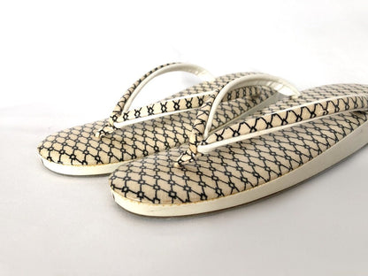 Authentic Japanese shoes - funky black and white zori with geometrical pattern
