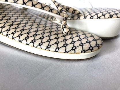 Authentic Japanese shoes - funky black and white zori with geometrical pattern