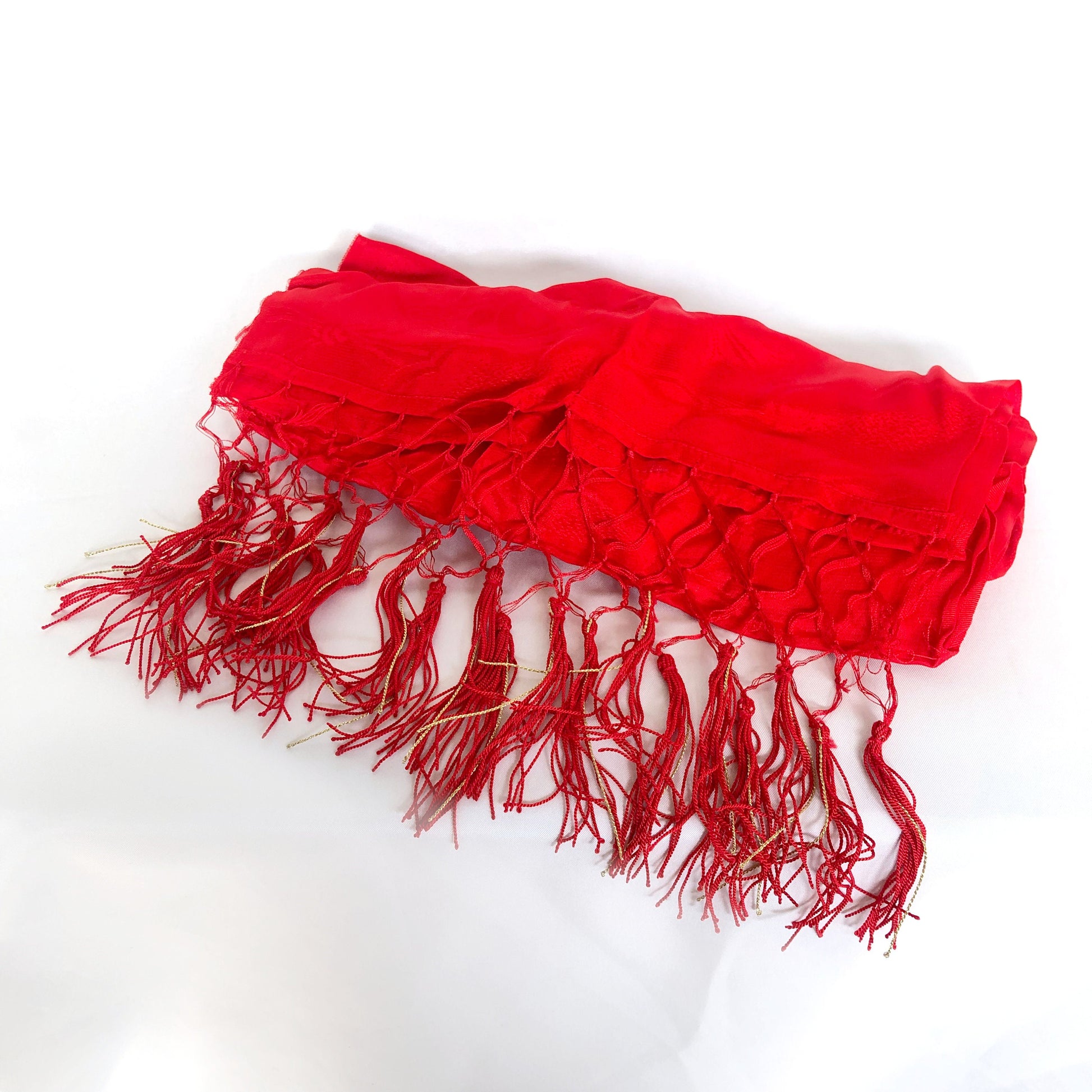 Instant vintage obi set - festive ribbon tie in gold and red, set of sashes, and hair accessories