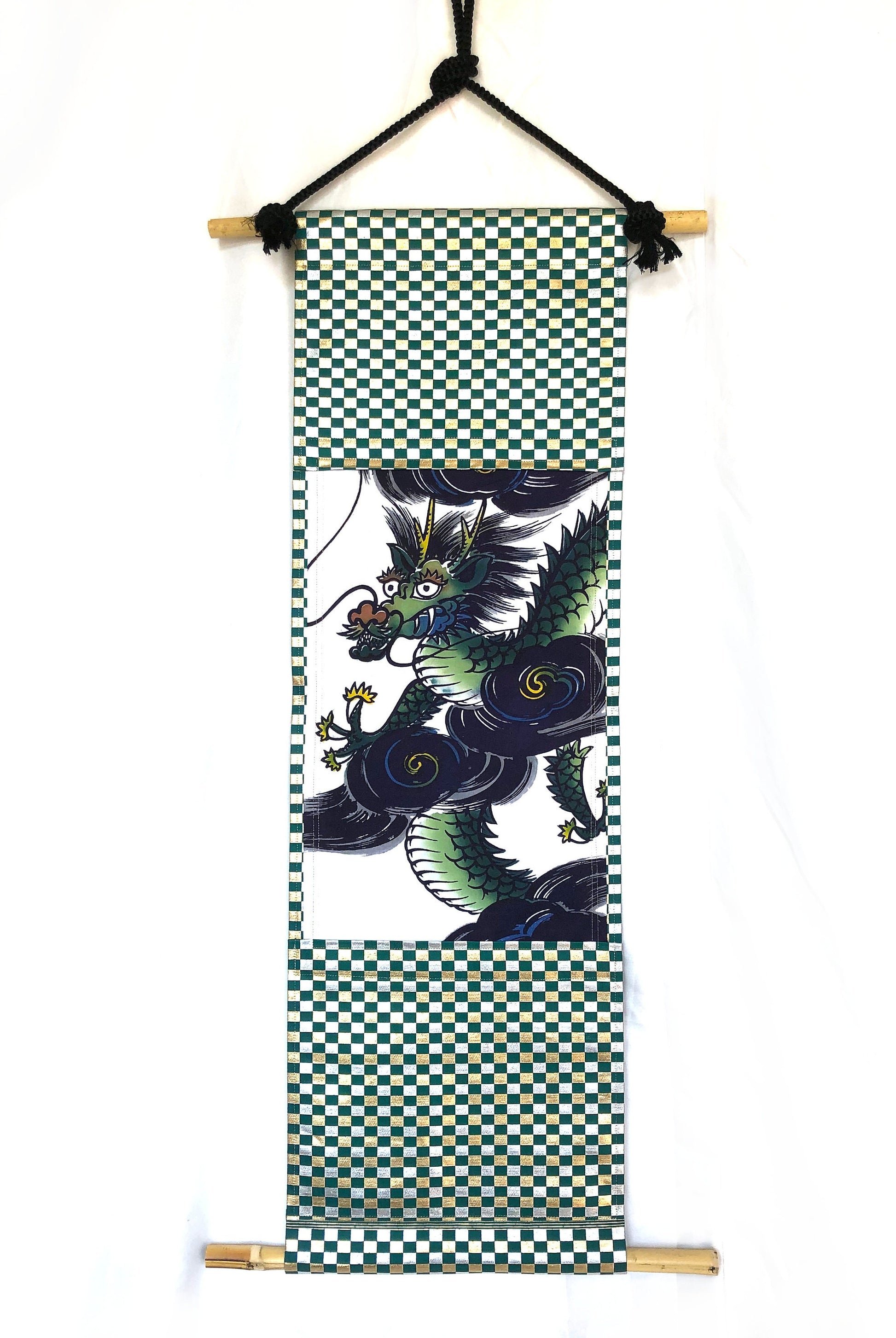 Unique handmade Japanese tapestry - kimono and obi remake - year of the dragon