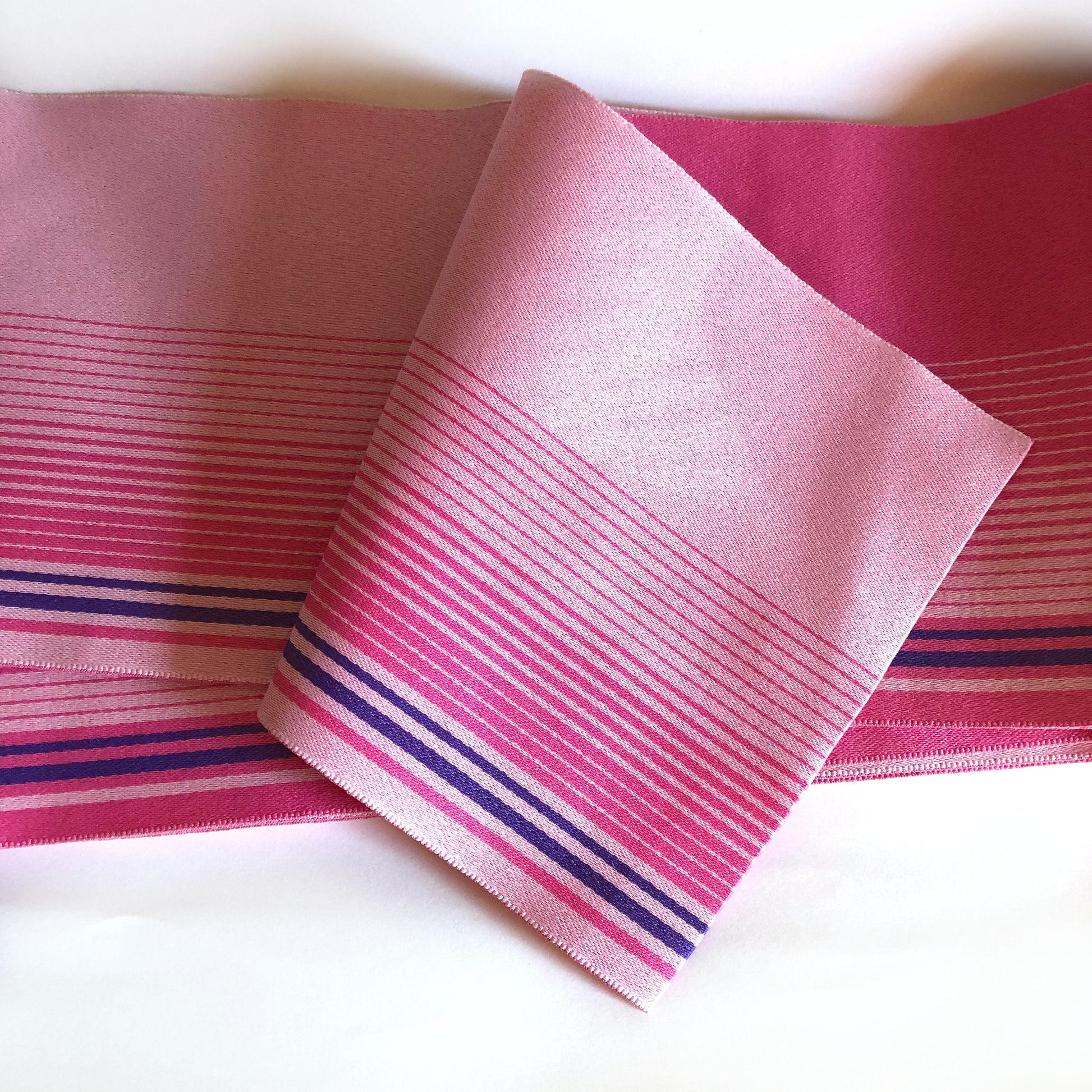 Casual Japanese hanhaba obi - striped light and dark pink