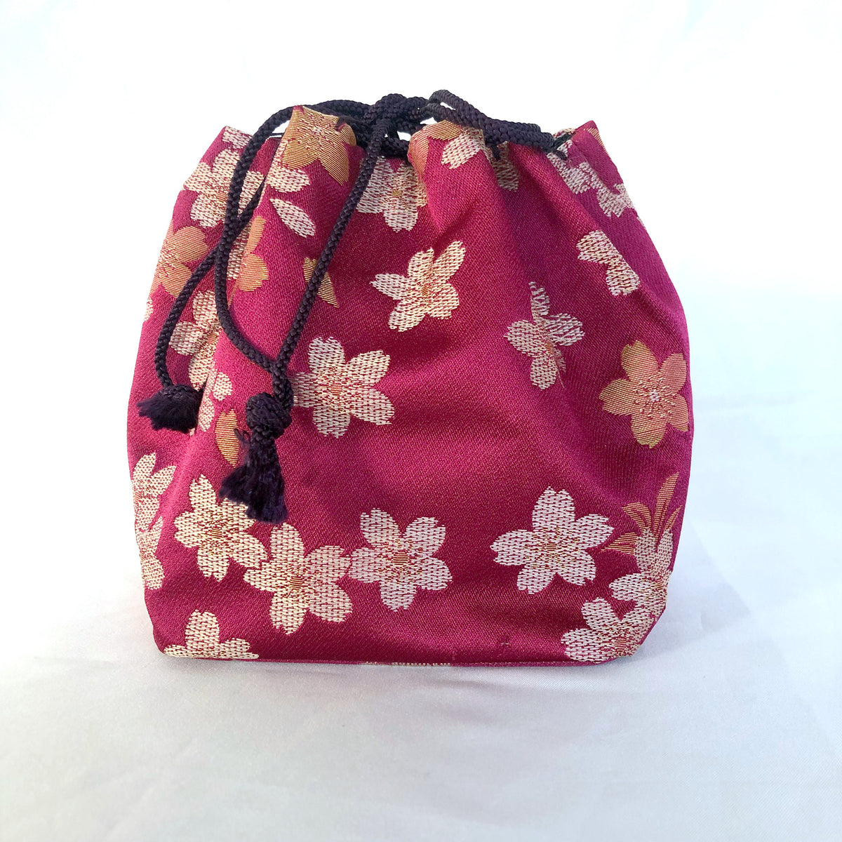 Cute Japanese drawstring bag kinchaku - sakura flowers