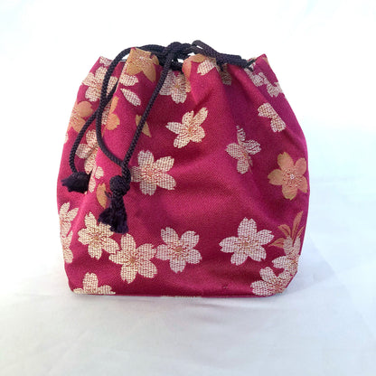 Cute Japanese drawstring bag kinchaku - sakura flowers