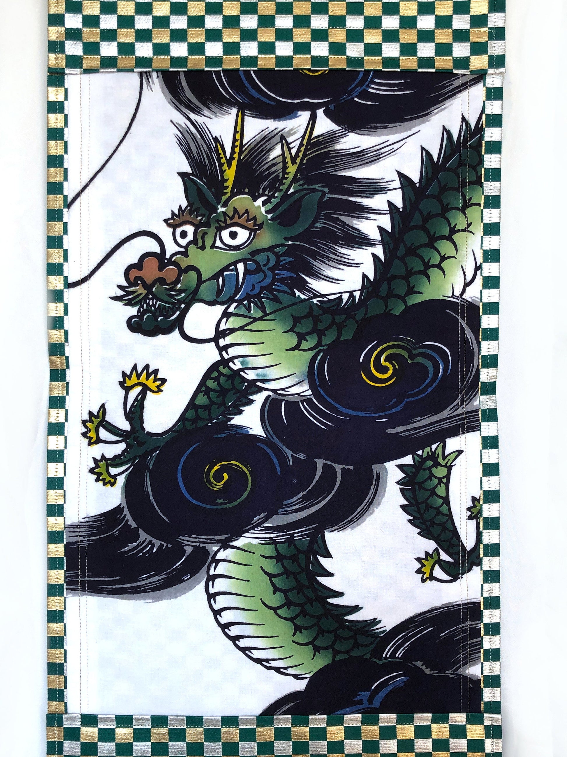 Unique handmade Japanese tapestry - kimono and obi remake - year of the dragon