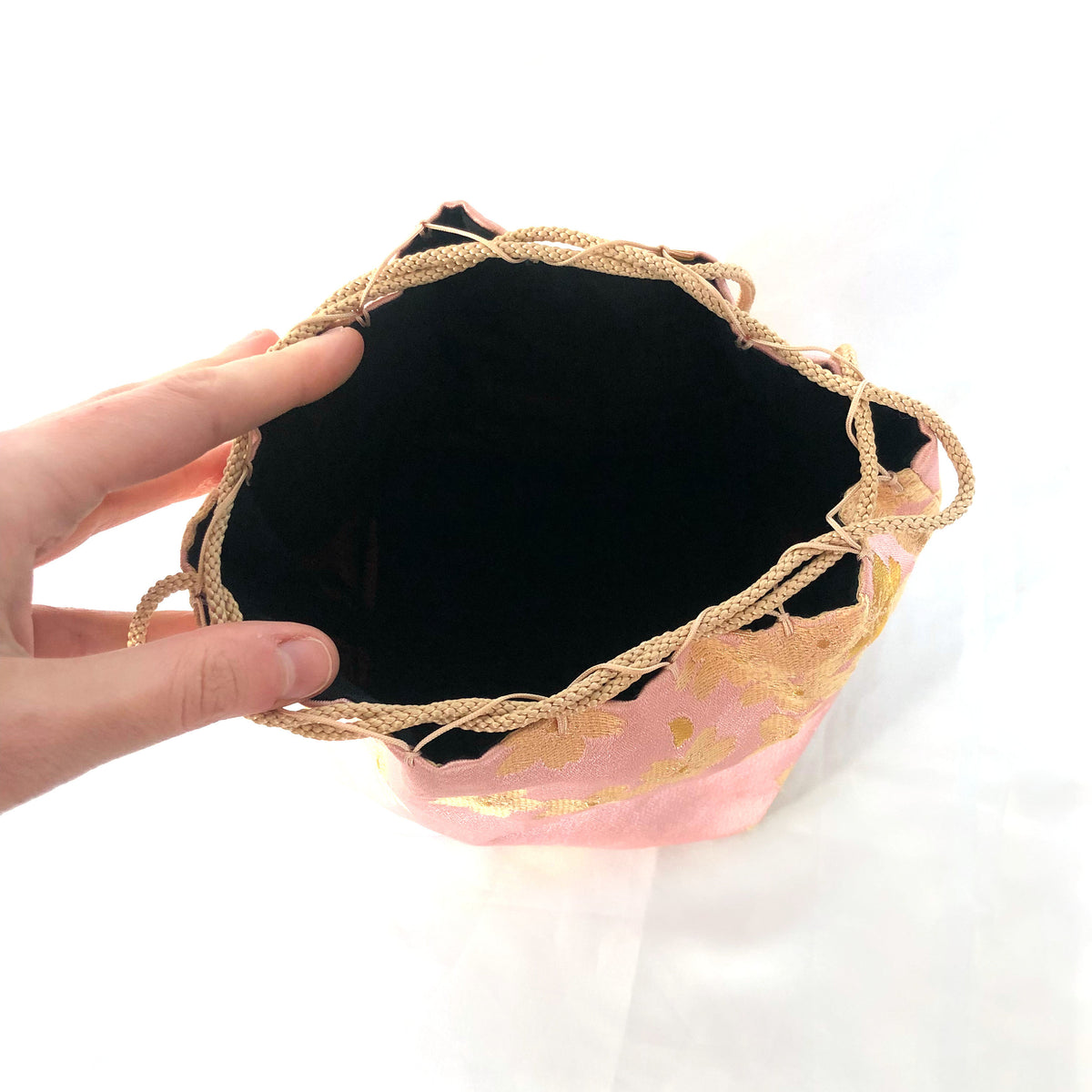 Cute Japanese drawstring bag kinchaku - sakura flowers