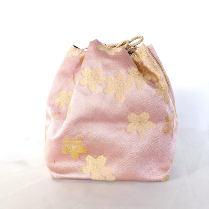 Cute Japanese drawstring bag kinchaku - sakura flowers