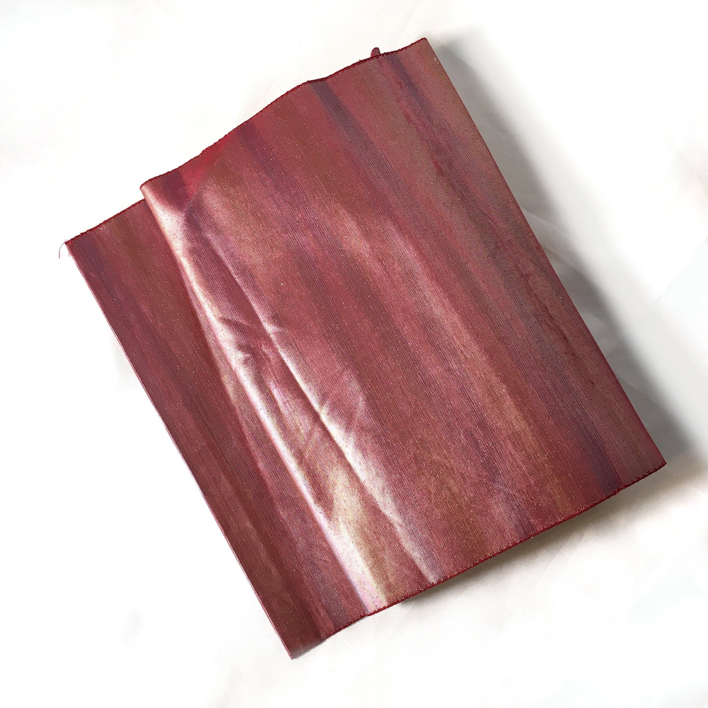 Simple Nagoya obi - metallic wine red with subtle purple and yellow stripes