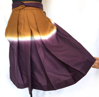 Vintage style hakama skirt for children - gradient purple and ocher
