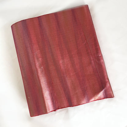 Simple Nagoya obi - metallic wine red with subtle purple and yellow stripes