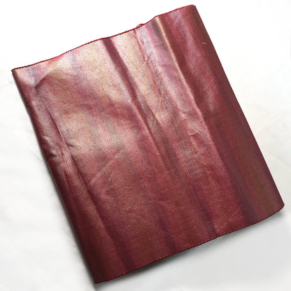 Simple Nagoya obi - metallic wine red with subtle purple and yellow stripes
