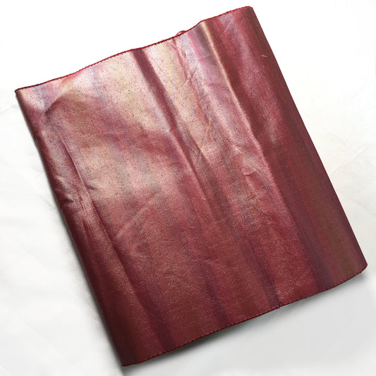Simple Nagoya obi - metallic wine red with subtle purple and yellow stripes