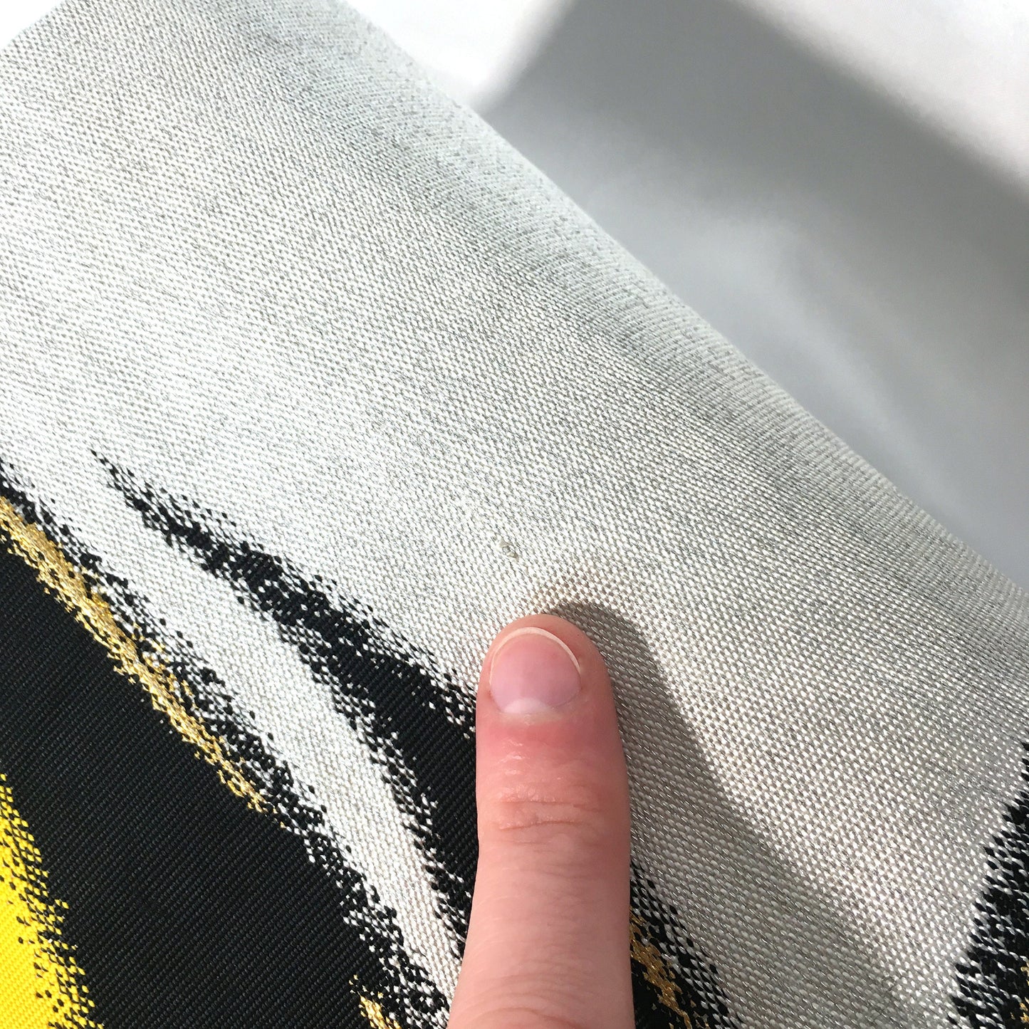 Bold Japanese Nagoya obi - yellow, black, and silver lightning