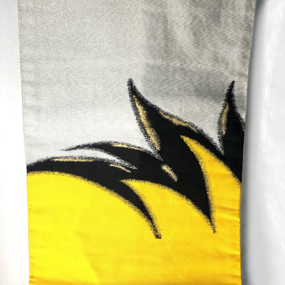 Bold Japanese Nagoya obi - yellow, black, and silver lightning