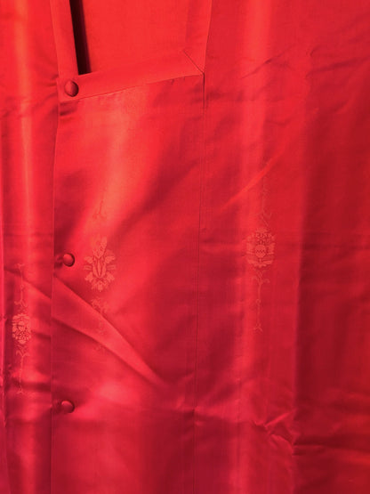 Traditional Japanese long kimono coat - casual red michiyuki